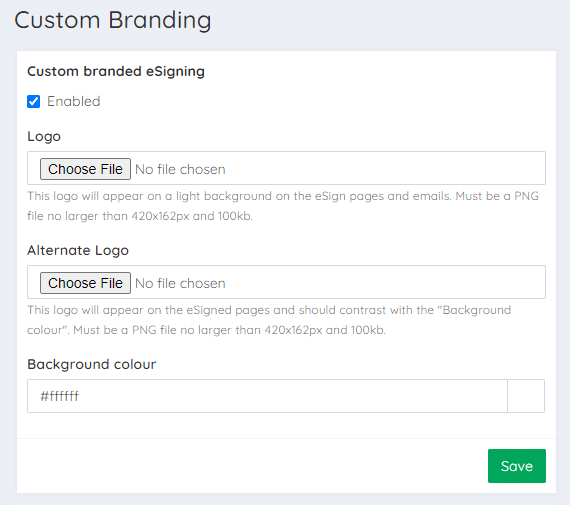 Setting up custom branding for eSigning