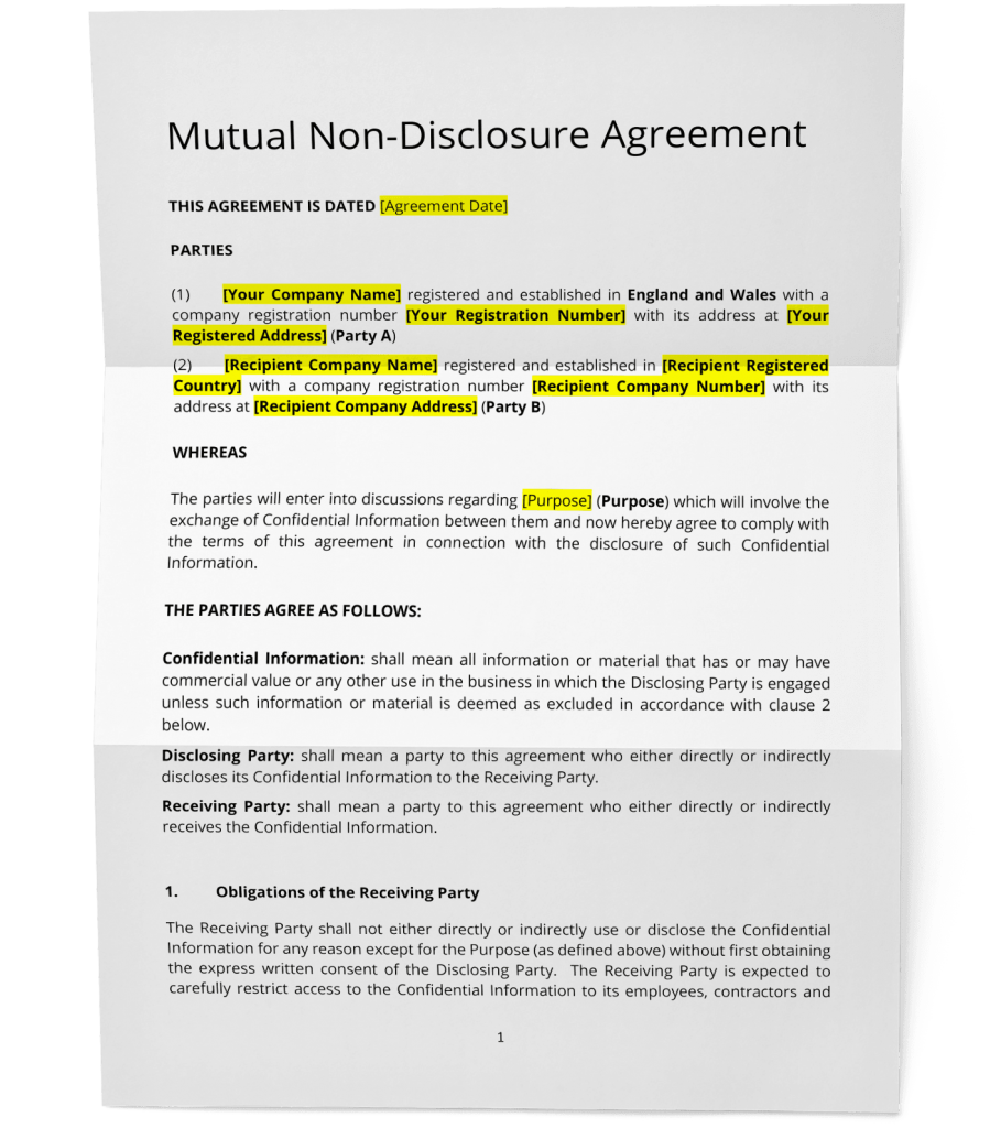 Free uk non disclosure agreement nda template download doc2