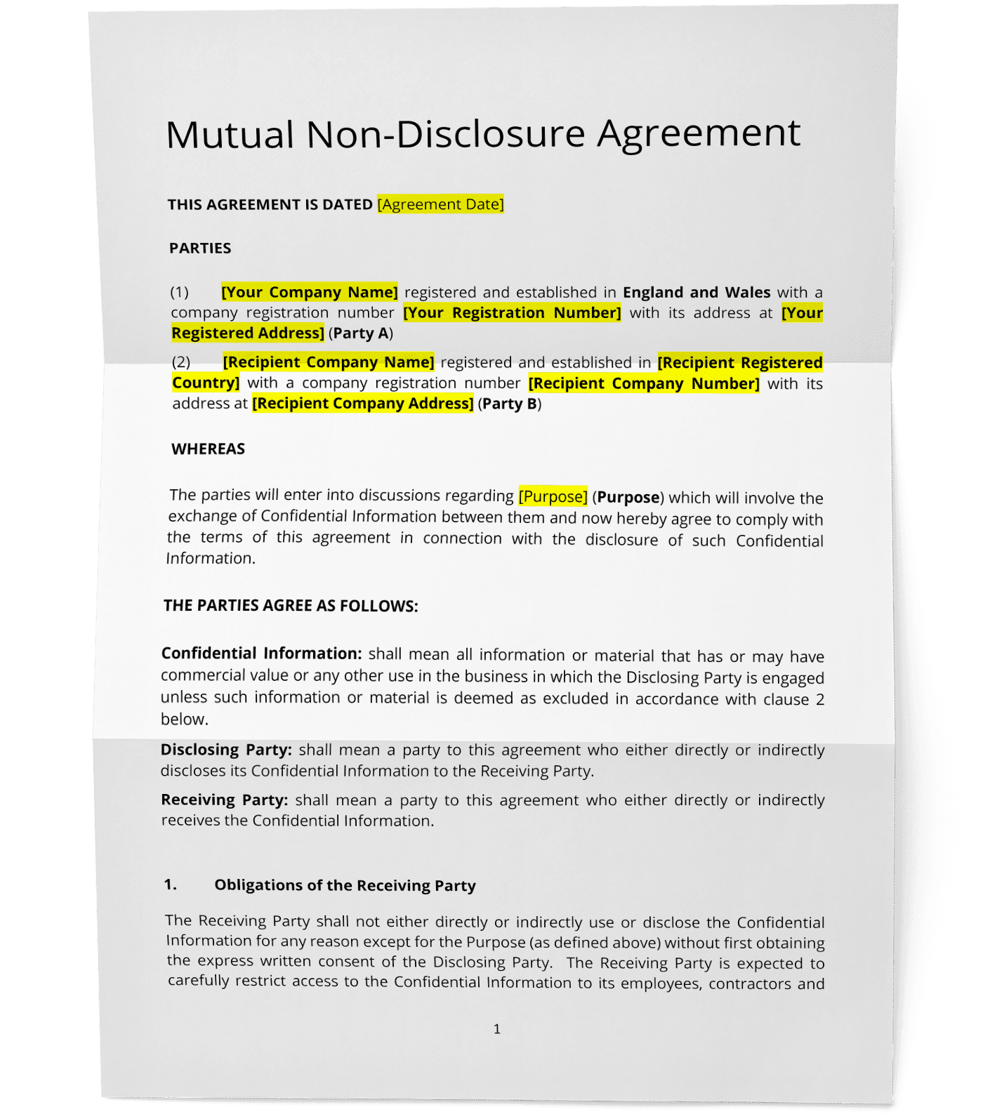 Free UK NonDisclosure Agreement (NDA) Template Download Doc2