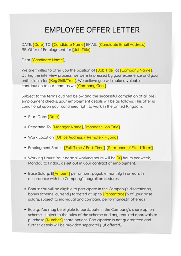 Free UK Employee Offer Letter Template Download - Doc2