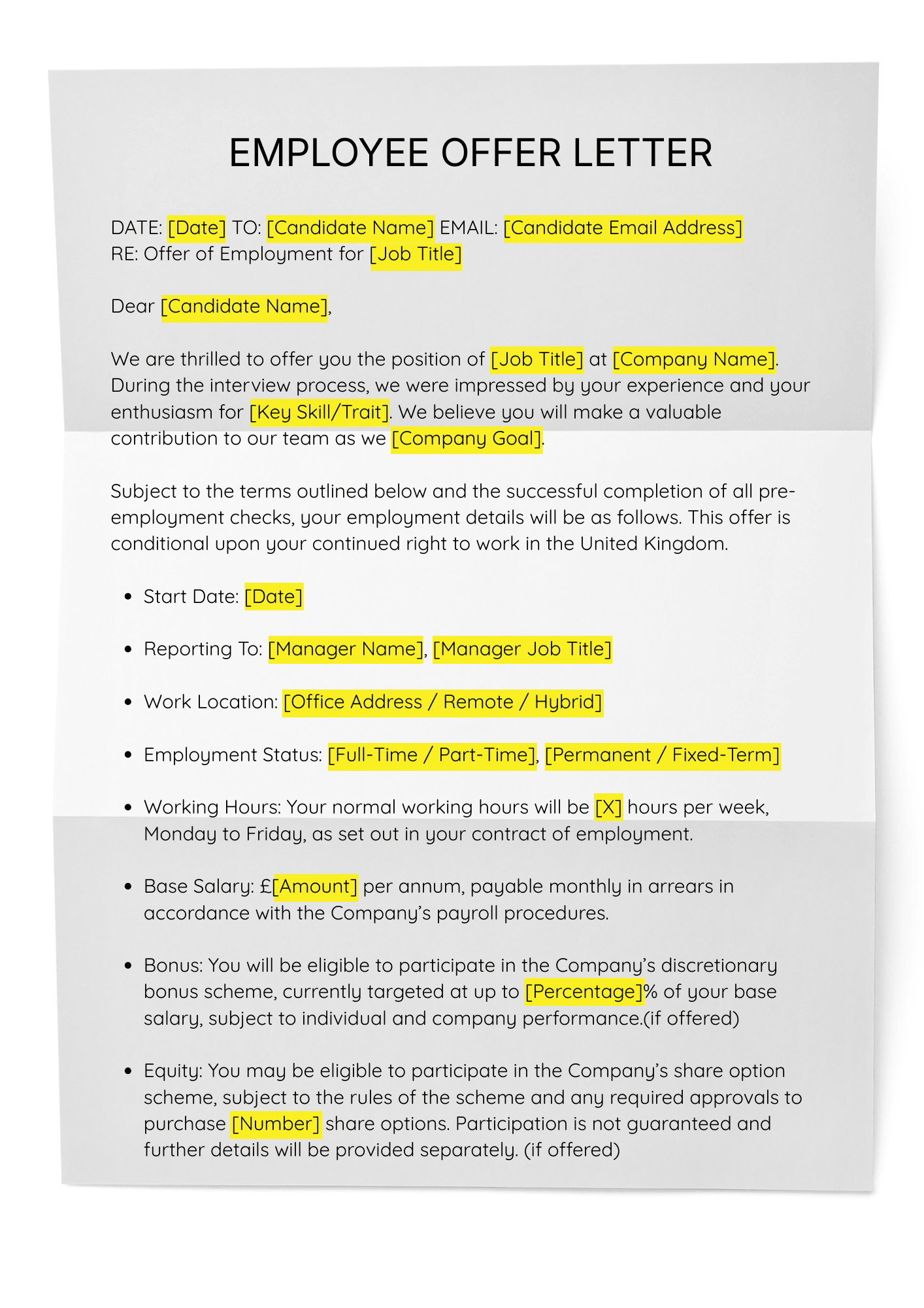 Employee Offer Letter Template