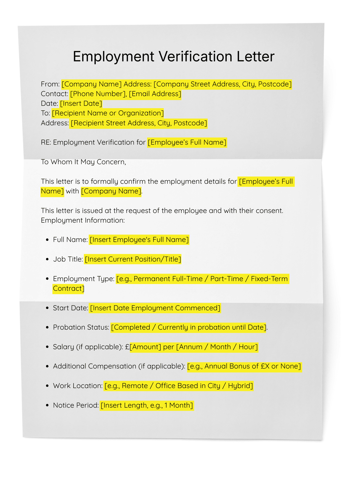 Employment Verification Letter