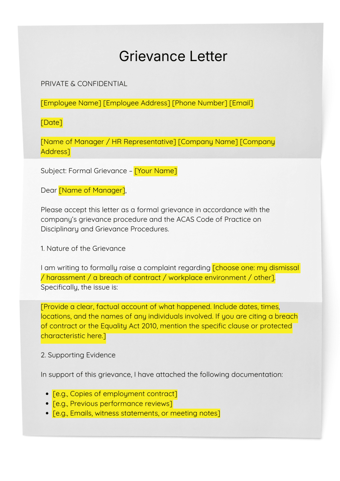 Grievance Letter Template Free UK Download
