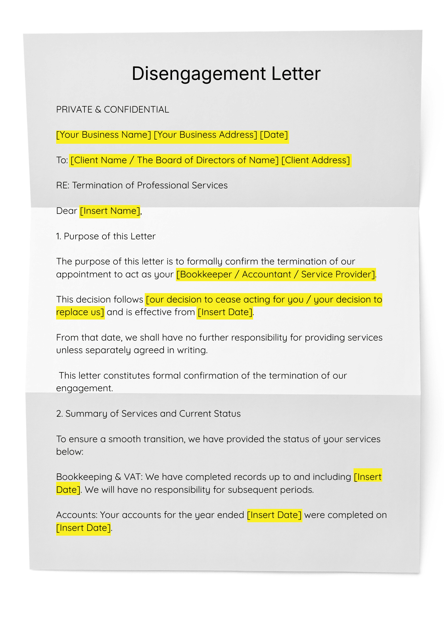 Disengagement Letter